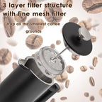 Mixpresso Black Stainless Steel French Press Coffee Maker 26 Oz 770 ml, Double Wall Insulated French Press Stainless Steel, Easy Clean Tea Brewer, Easy Press Durable Metal Coffee Press