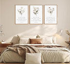 Framed Wildflower Bible Floral Canvas Wall Art Christian Verses Floral Paintings Pictures Decor Botanical Scripture Room Posters Prints for Bedroom Living Room Office Christian Scene Home Decorate