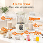 Beyn 10-in-1 Upgraded 60oz Nut Milk Maker Machine with 48-Leaf Titanium Blades，Automatic Plant-Based Milk Maker for Homemade Oat, Soy, Almond, Juice & More，Temp Hold, Delay Start, Boil &Auto Clean