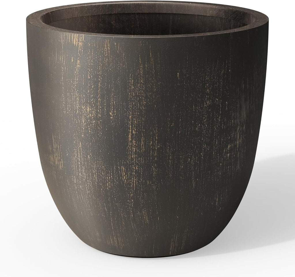 Kante 18 Inch Dia Round Concrete Planter, Indoor Outdoor Large Plant Pot with Drainage Hole and Rubber Plug for Home Patio Garden, Oil Rubbed Bronze