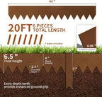 Worth Garden 20ft. Galvanized Steel Landscape Edging - 6-Pack 6.5" x 40" Metal Edging for Landscaping with 7 Stakes, Bronze Powder Coating Hammer-in Lawn Edging for Yard Pathway Divider