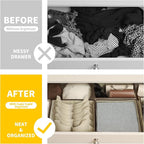 Cupic Cupid Drawer Organizer, Dresser Organizers, Foldabe Drawer Organizer Clothes, Closet Organization and Storage Dividers for Socks, Underwear and Diaper, Set of 6, Beige