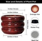 SQOWL Ceramic Planters for Indoor Plants - 13.5 Inch Plant Pot with Drainage Hole, Large Ceramic Flower Pots, Bubble Round Planter for Outdoor Plants, Room Home Office Decor, Gardening Gifts, Red