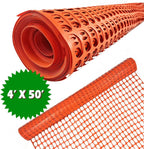 Ashman Plastic Mesh Fence, 4'x50' Feet, 1 Roll, Orange, Construction Barrier Netting, Garden Fencing, Fences Wrap, Above Ground, for Snow, Poultry, Chicken, Deer, Patio, Garden Netting, Orange 50FT.