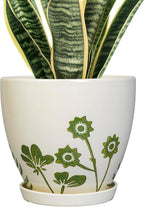 8.2 Inch Plant Pot - Ceramic Planter for Indoor Outdoor Flowers, Boho Round Decorative Indoor Flower Pot with Drainage Hole and Saucer, Gifts for Plant Lovers, Office Garden House Decor, White