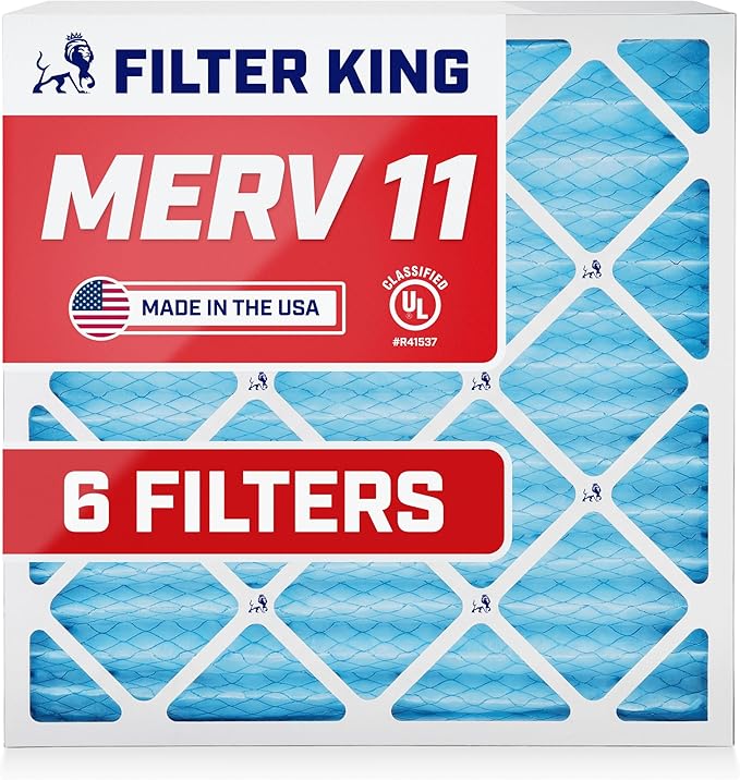 Filter King 10x20x1 Air Filter | 6-PACK | MERV 11 HVAC Pleated A/C Furnace Filters | MADE IN USA | Actual Size: 9.5 x 19.5 x .75"