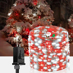 66Ft 200 LED Fairy Lights Plug in, Waterproof String Lights Outdoor & Indoor 8 Modes Christmas Lights Bedroom Decor, Timer Twinkle Lights for Bedroom Party Christmas Decorations (Red and Cool White)