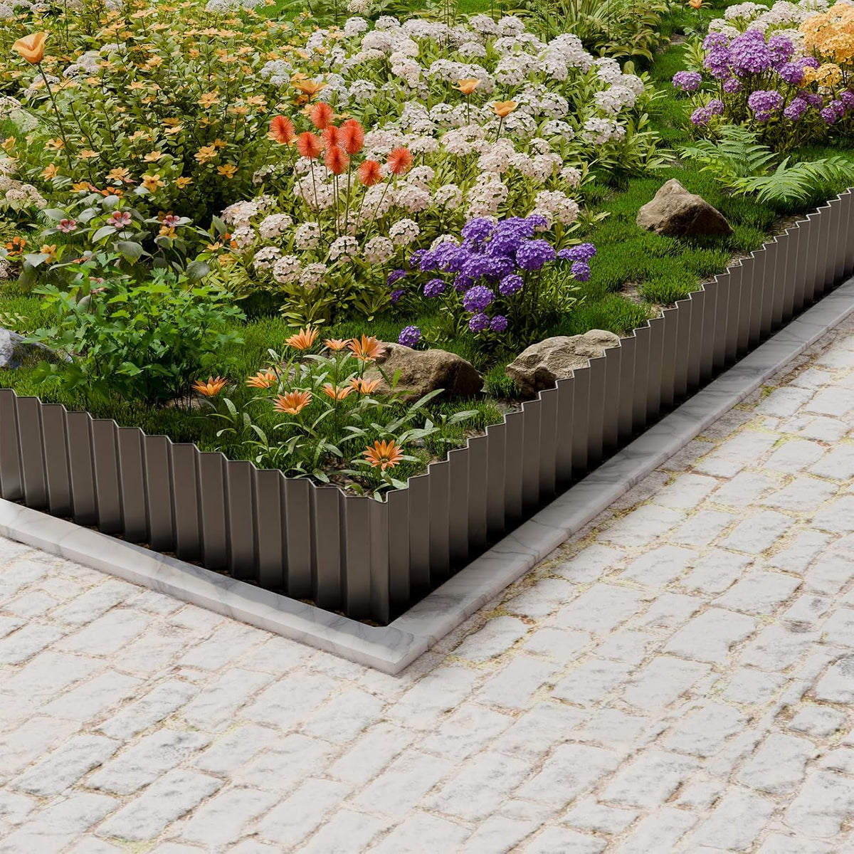 SnugNiture Corrugated Metal Garden Edging,6" x 20' Sturdy Lawn Edging Border,Landscape Edging Border for Lawn, Flower Bed,Garden and Yard