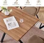 55.1 Inch Dining Table for 4 6 People Rectangular Wooden Kitchen Tables Mid Century Modern Dinner Table Long Dinning Room Table with Metal Cross Legs for Kitchen Living Room Comedor(Brown)