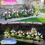 Solar Garden Lights 4 Pack Waterproof Decorative Solar Lights Outdoor with Glowing Stems,7-Color Changing ‎Fiber Optic Butterfly Light for Outside Yard Lawn Garden Decor, Gifts for Women