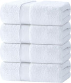 White Classic Luxury Bath Towels Set of 4 Large - 700 GSM Turkish Cotton Ultra Soft Bath Towels 27x54 | Highly Absorbent and Quick Dry | Hotel Towels for Bathroom Luxury, Plush Shower Towels, White
