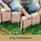 Beuta Landscape Edging | Garden Edging Border | Faux Stone Block XL for Lawn Edging, Flower Beds & Yard Edging – 10 Pack | Each Section Has 6 Blocks 48" L x 4" W x 9.5" H | 30 Spikes | Sandstone