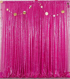 JYFLZQ Hot Pink Sequin Backdrop Curtain 8x8ft(WxH) 1 Panel Fuchsia Glitter Photo Booth Photography Backdrop Background Shimmer Wall Backdrop Party Decorations
