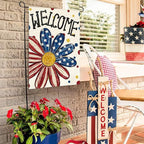 AVOIN colorlife 4th of July Patriotic Garden Flag 12x18 Inch Double Sided Outside, Memorial Day Welcome Floral Daisy Yard Outdoor Decoration