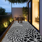 Outdoor Rug 9x12 ft with LED Light, Waterproof Reversible Outdoor Plastic Straw Rug for Patios Clearance, Large Outdoor Area Rug Carpet RV Mat for Camping Backyard Deck Porch Beach