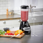BLACK+DECKER 10-Speed Countertop Blender, BL2010BP, 6-Cup Plastic Jar, Dishwasher-Safe, Stainless Steel, Suction Feet