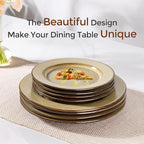 GBHOME Ceramic Dinnerware Sets,12 pcs Embossed Elegant Stoneware Plates and Bowls Sets, Housewarming Wedding Gift | Dishwasher & Microwave Safe | Dishes Set Service for 4