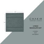 Chakir Turkish Linens | Hotel & Spa Quality 100% Cotton Premium Turkish Towels | Soft & Absorbent (4-Piece Washcloths, Dark Gray)