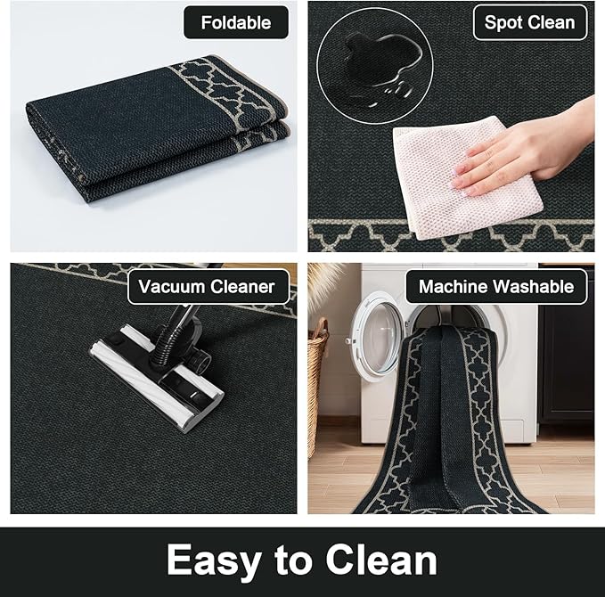 OJIA Easy Jute Front Door Mats Black Outdoor Rug 3x5, Washable Entryway Rug Indoor Doormat Bordered Indoor Outdoor Rugs Non-Slip Entry Rugs Farmhouse Area Rug for Porch Kitchen Living Room