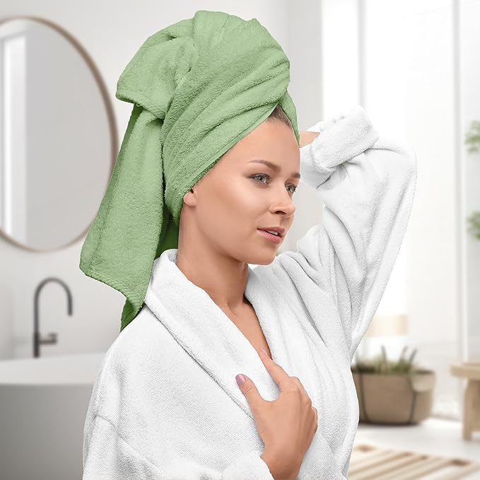 Avalon Towels Luxury 8 Piece Towels Set, 2 Bath Towels, 2 Hand Towels and 4 Washcloths, 600 GSM 100% Ring Spun Cotton Highly Absorbent Bathroom Towel Set, Ideal for Hotel, Spa and Gym (Sage Green)
