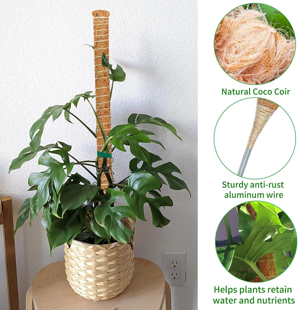 3 Pack Moss Pole, 35.4-Inch Moss Poles for Plants Monstera,Bendable Plant Support Stakes for Climbing Plants Indoor, Garden Trellis Plant Stick for Potted Plants, Pothos Philodendron