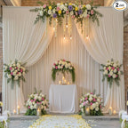 10ft x 15ft Ivory Wrinkle Free Backdrop Curtains for Parties,Silky Polyester Fabric Wedding Ceiling Drapes, 2 Panels 15ft Photo Back Drop Drapes for Baby Shower Photography Stage Background Cloth