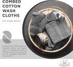 100% Cotton Wash Cloth for face & Body Set of 6, (12 x 12 inches) Sustainable, Soft, Highly Absorbent, Combed Cotton Wash Cloths Pack of 6 for Hotels, Spa, Bathroom, Dorm, Grey