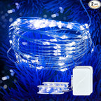 2 Pack 16Ft 50 LED Blue Fairy Lights Mini String Lights Waterproof for Mason Jars Halloween Christmas Parties Wedding Table Centerpieces Decoration