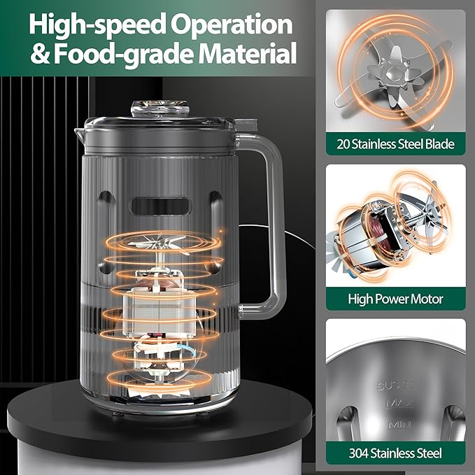 Nut Milk Maker Machine - 8 in 1 Soy Milk Maker Machine 35oz with Self-Cleaning, 18H Delay Start & 4H Keep Warm, Automatic Plant-Based Milk Blender for Almond, Oat, Coconut, Soybean - Green