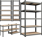 Yaheetech Standing Shelf Units, 5 Tier Storage Shelf, Heavy Duty Shelving, Adjustable Garage Shelves, Utility Rack Shelf Unit, Basement Warehouse Shed, 35.5″L × 16″W × 71" H - Dark Gray