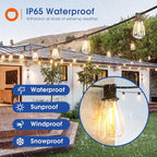 addlon 100FT(50FT*2) LED Outdoor String Lights Waterproof Patio Lights with 54 Shatterproof ST38 Replaceable Bulbs(4 Spare), Dimmable Outside Hanging Lights Connectable for Porch, Backyard, 2200K