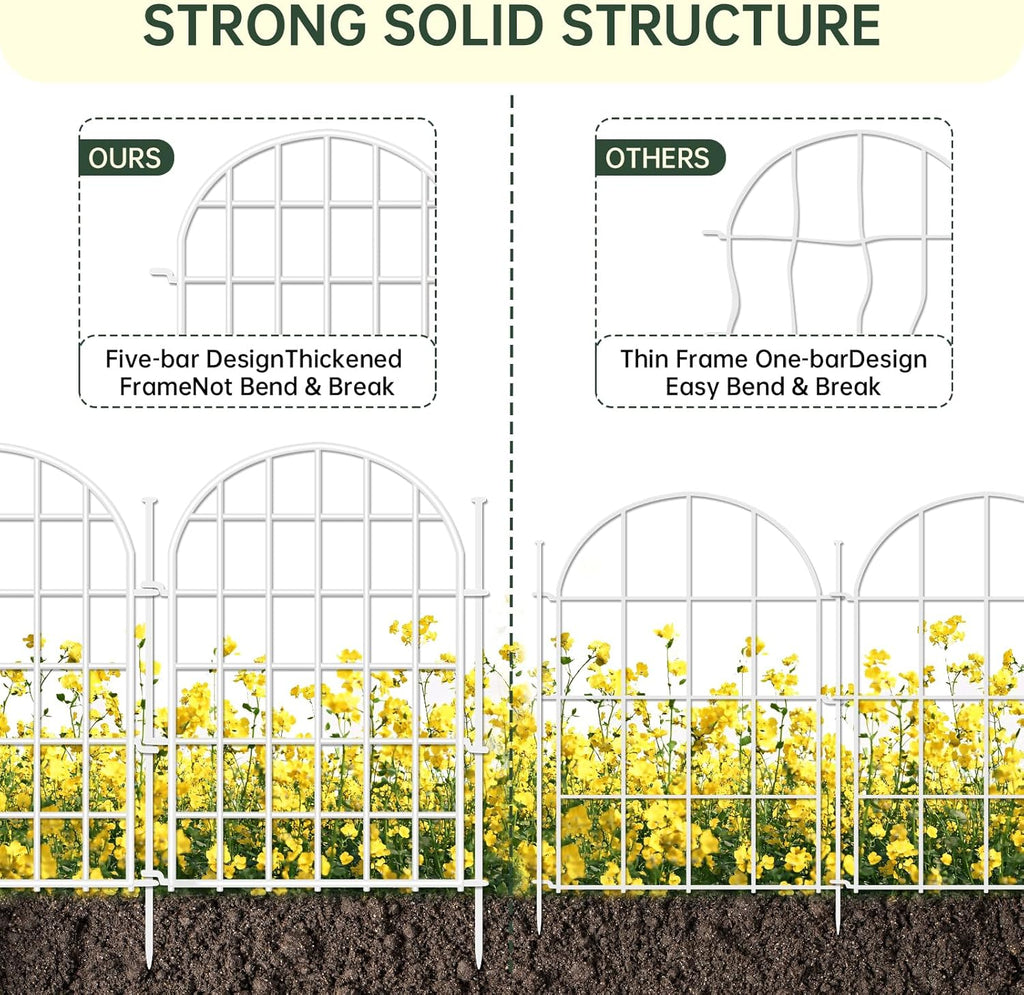 32.5ft(L) x 22in(H) Panels Garden Fence, 30 Panels Arched No Dig Fence, Decorative Animal Barrier Fencing with Ground Stake, Rustproof Metal Garden Edging Border for Dog, Outdoor Patio Decor, White