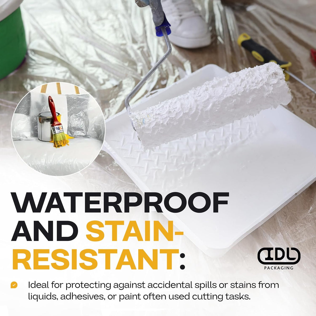 Plastic Sheeting 6 mil, 20' x 50' (1000 sq. ft.) - Thick Semi-Clear LDPE Plastic Sheeting Heavy Duty for Construction and Painting - Plastic Sheeting for Drop Cloth - Roll of Plastic by IDL Packaging