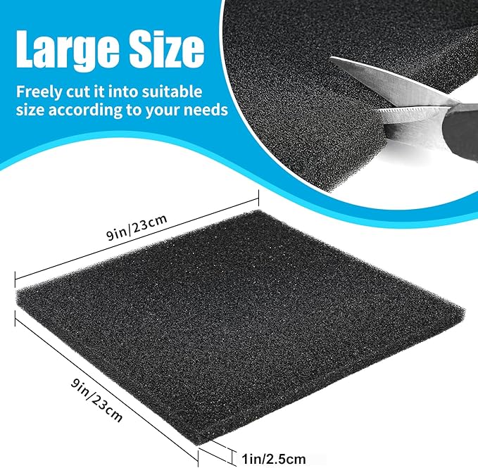 AQUANEAT 2 Pack Aquarium Bio Sponge Filter Media Pad Cut-to-Size Open Cell Foam Sheet for Fish Tank Sump (9" x 9" x 1")
