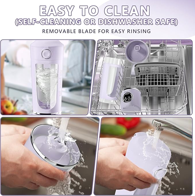 EasySpeed Personal Portable Blender,USB Type-C Rechargeable,700ml Juicer Cup,12 Stainless Steel Blades,4 Gear Modes,1500mAh Battery Capacity,Perfect for Fresh Juice at Home (Purple)