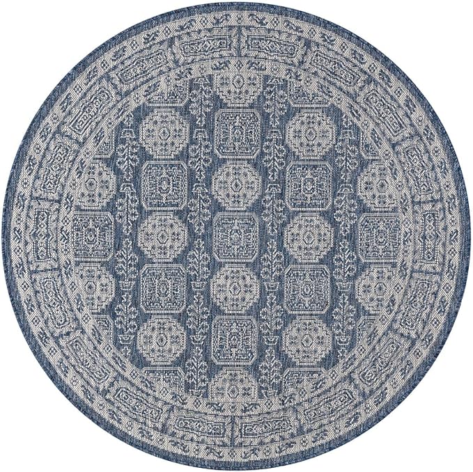Keen Home Design Terrace Outdoor Round Rug - 8ft Round Washable Indoor/Outdoor Rug for Patio, Kitchen, Balcony, Beach, Garden, Deck and Porch, Size: 7'7" Round