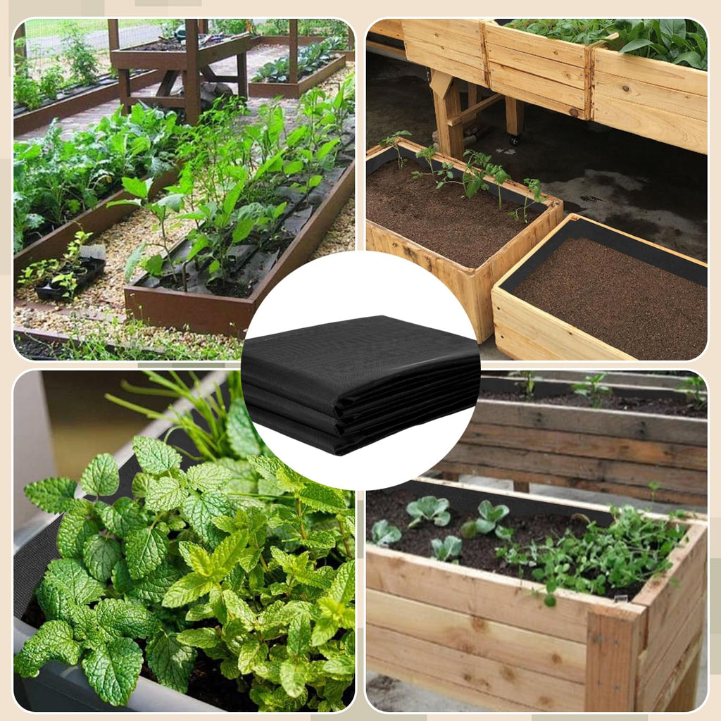 Wshxjzyay 63 * 114 inch Raised Garden Bed Liner, Non Woven Fabric Liner for Large Veg Trough, Keeps Soil Contained and Water Drained