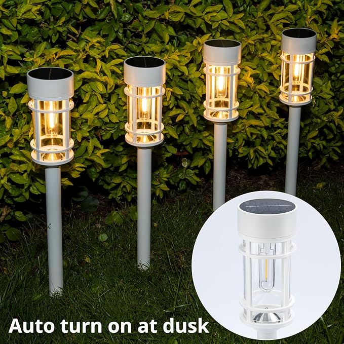 8 Pack Solar Pathway Lights, LED Solar Lights Outdoor Waterproof, White Outdoor Garden Landscape Lighting for Yard, Walkway, Driveway Path