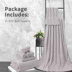 4 Piece Bath Towel Set 35"x70"Oversized Bath Towel for Bathroom Ultra Soft Fluffy Extra Large Bath Sheet Luxury Premium Bathroom Towel Highly Absorbent Quick Dry Shower Towel for Hotel Spa,Brown White