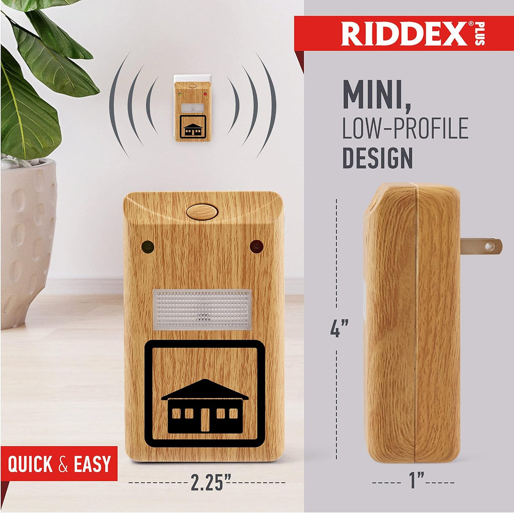RIDDEX Plus Insect Control- Plug in, Mouse Deterrent - Pest Control for Defense Against Rats, Mice, Roaches, Bugs and Insects (Wood)