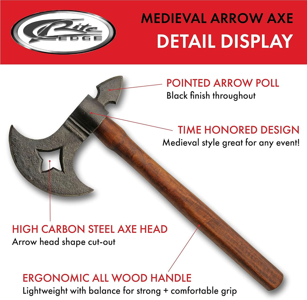 13" Wood Handle Carbon Steel Handcrafted Replica Medieval Axe