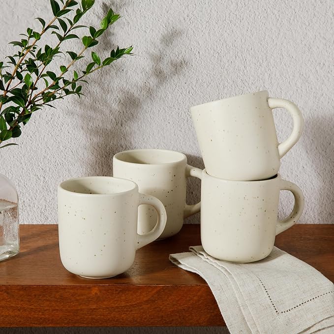 Bloomhouse Corsica Clay 4 Piece Mug Set - Sea Salt White