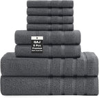 8-Piece Bath Towels Set, 100% Cotton Thick Soft Highly Absorbent Durable, Quick Dry, Bathroom Towels Set (2 Bath Towels, 2 Hand Towels, 4 Washcloths) - Perfect for Daily Use