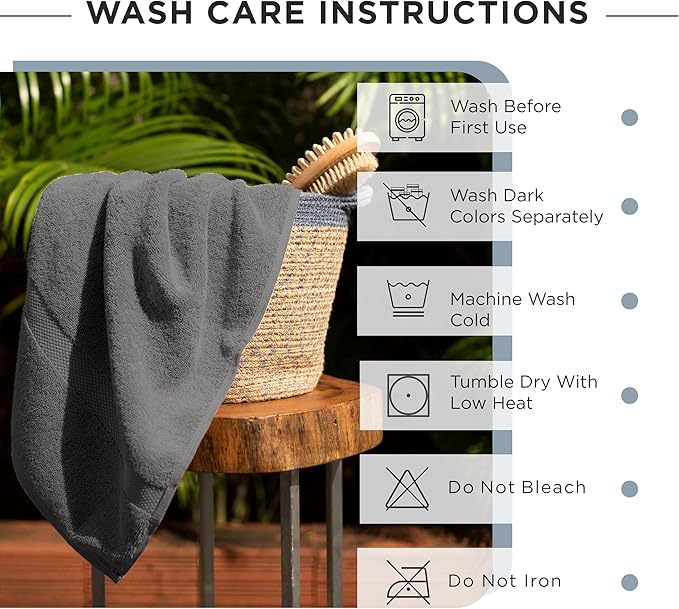 600 GSM 100% Cotton Bath Towels, Grey, Set of 4, Highly Absorbent, Plush, Soft, Quick Dry, 4 Pieces Combed Cotton Luxury Towels for Hotels, Spa, Salon, Bathroom, Dorm, Pack of 4