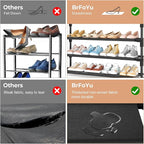4 Tier Shoe Rack, Shoe Organizer Storage for 16-20 Pair Boot and Sneaker, Stackable Free Standing Shoe Shelf with Hooks and Side Pocket, Space Saving Shoes Rack for Closet, Entryway