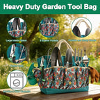 Garden Tool Set, 9 Pcs Heavy Duty Stainless Steel Gardening Hand Tool, Turquoise Garden Tool Bag Kit, Gardening Supplies Gifts for Women Men Mom Dad Gardener Beginner
