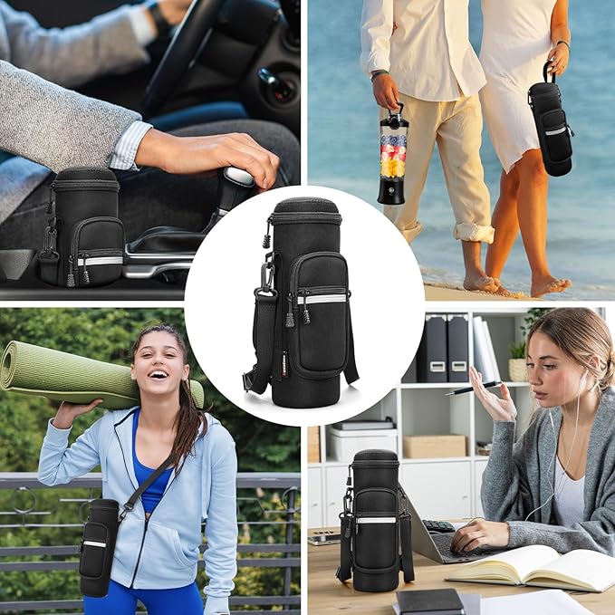 Portable Blender with Insulated Carrying Case & Recipe Book-20 OZ USB-C Rechargeable Personal Juicer for Smoothies & Protein Drinks, Mini Small Blender Cup with 6 Blades for Shakes, Travel Lid
