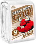 Tarp 30x60 ft Heavy Duty 12mil 100% Waterproof High Durability Multipurpose,Uv Resistant,White Tarp Suitable for Swimming Pools, Boats, Camping, Courtyards, Etc -by MVPNET