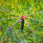 20 Pieces Drip Irrigation Emitters, Adjustable 360 Degree Drip Stream Emitters on 5" with Stake for 1/4" Drip Irrigation Tubing Irrigation 8 Hole Stream Drippers for Garden Watering System