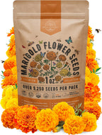 Marigold Seeds Pack 1 oz - Over 9,250 Non-GMO Heirloom Marigold Seeds for Planting Indoor & Outdoor Gardening, Flower Seed for Planting Home and Garden, Flowers Seed in Individual Packet